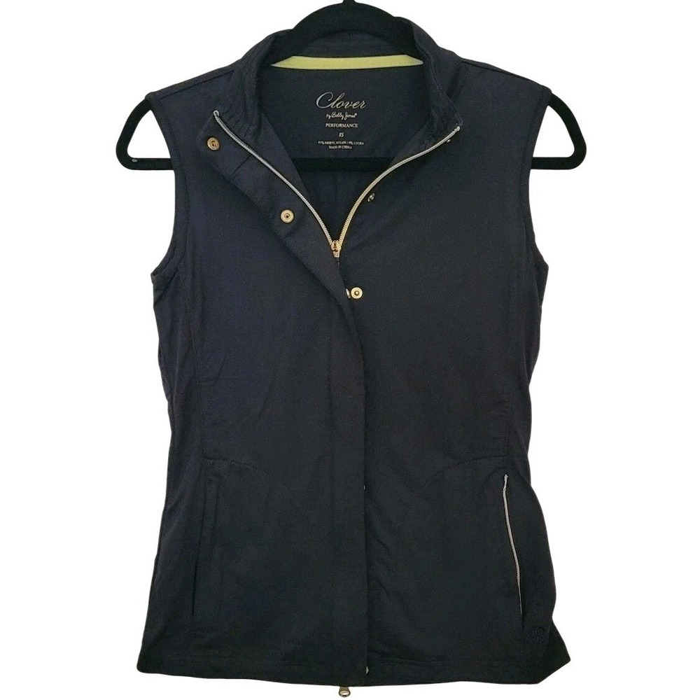 Clover by Bobby Jones Performance Women's Golf Black Zip Snap Vest XS Sleeveless